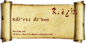 Kürti Ákos névjegykártya